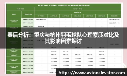 赛后分析：重庆与杭州羽毛球队心理素质对比及其影响因素探讨